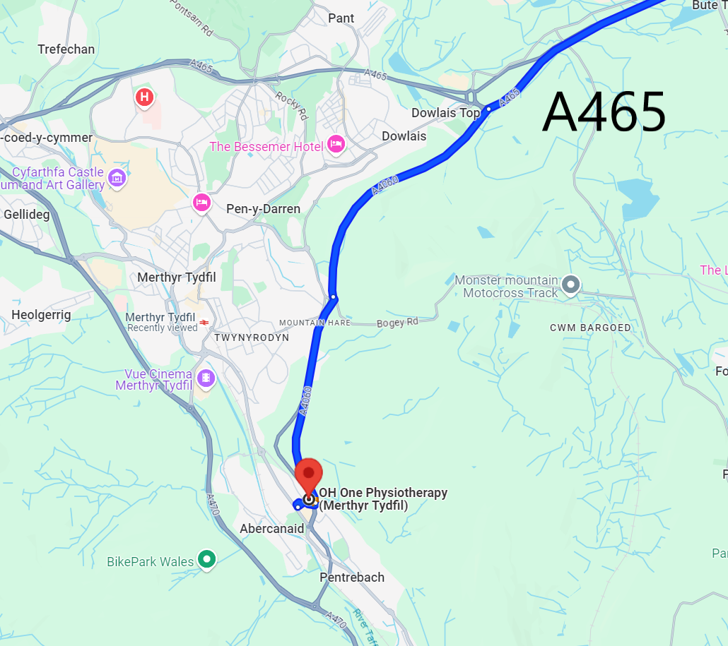 Directions to OH One Physiotherapy from A465