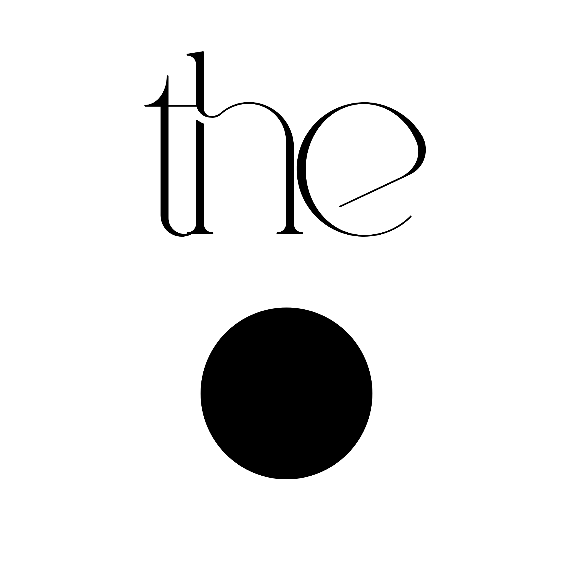Stylized black and white logo with the word "the" in a creative font above a solid black circle.