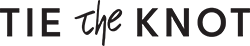 Text that reads 'TIE the KNOT' in black font on a white background.