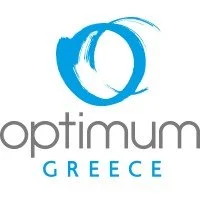 Optimum Greece logo with blue circular design and gray text
