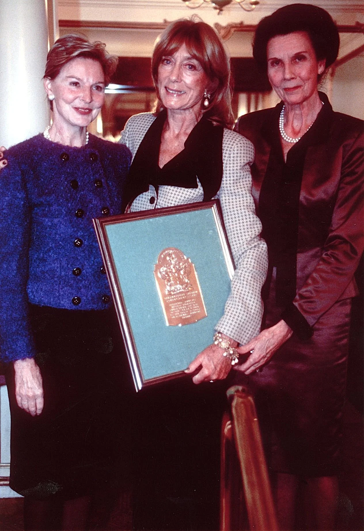 Gillian Lynne receiving the Queen Elizabeth II Coronation Award in 2001 seen here alongside Antoinette Sibley and Beryl Grey