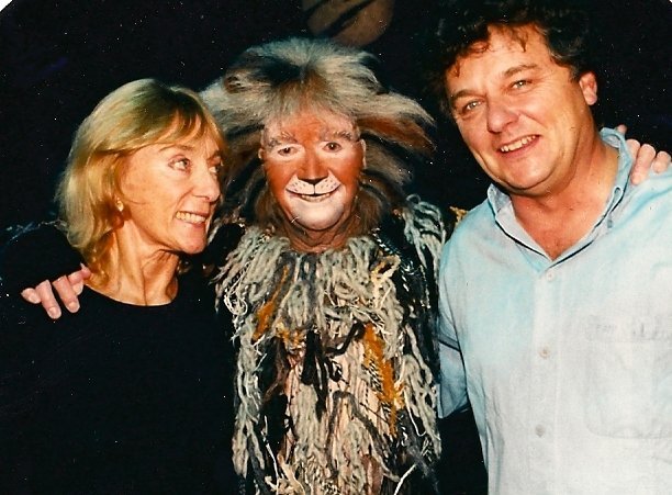 With Sir John Mills and David Mallett during filming of the Cats Video 1998