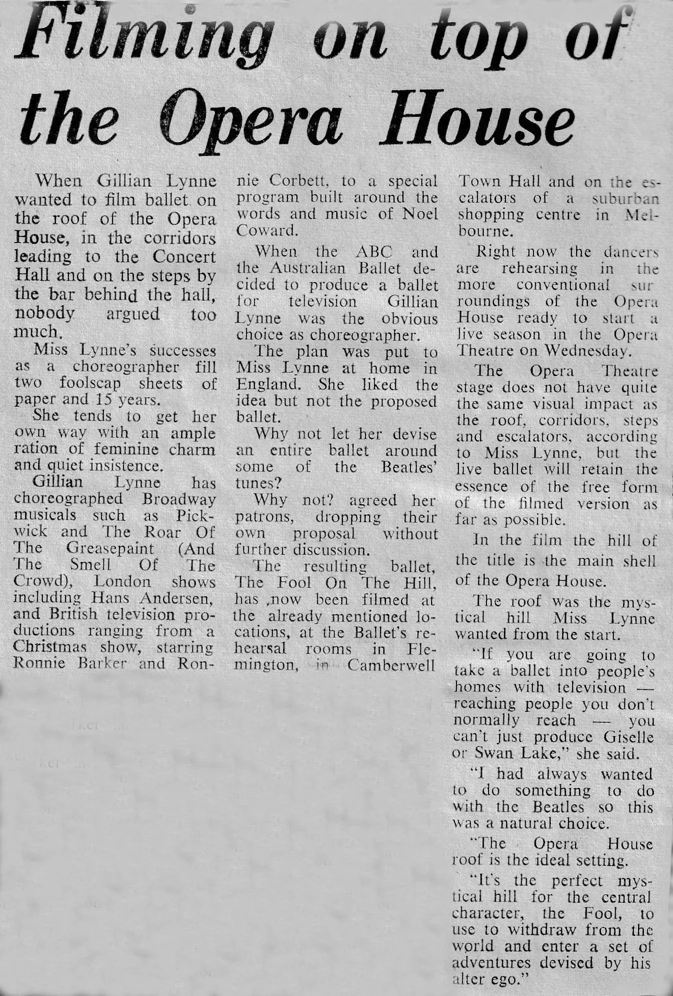 Filming on top of Sydney Opera House