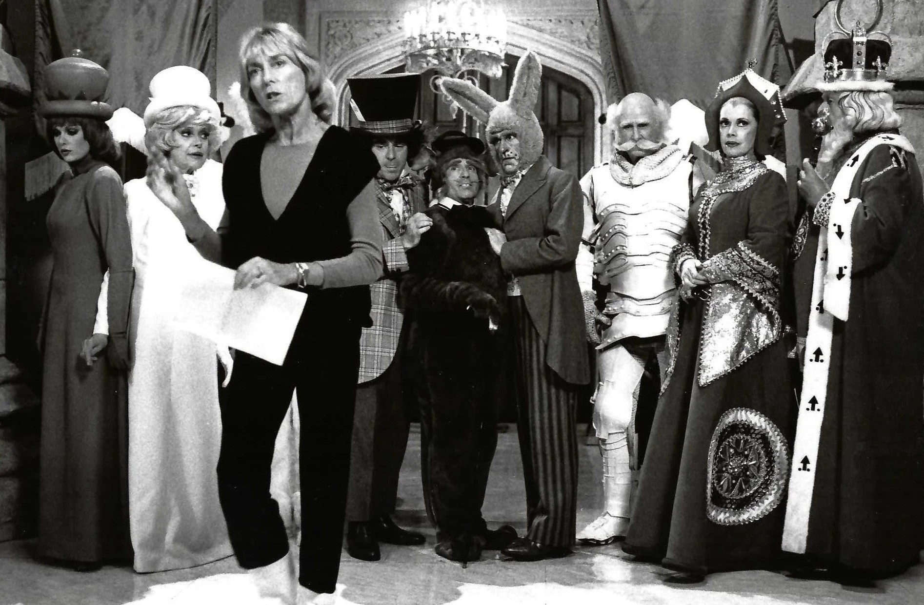 Gillian rehearsing the cast on the set of Alice in Wonderland - 1986