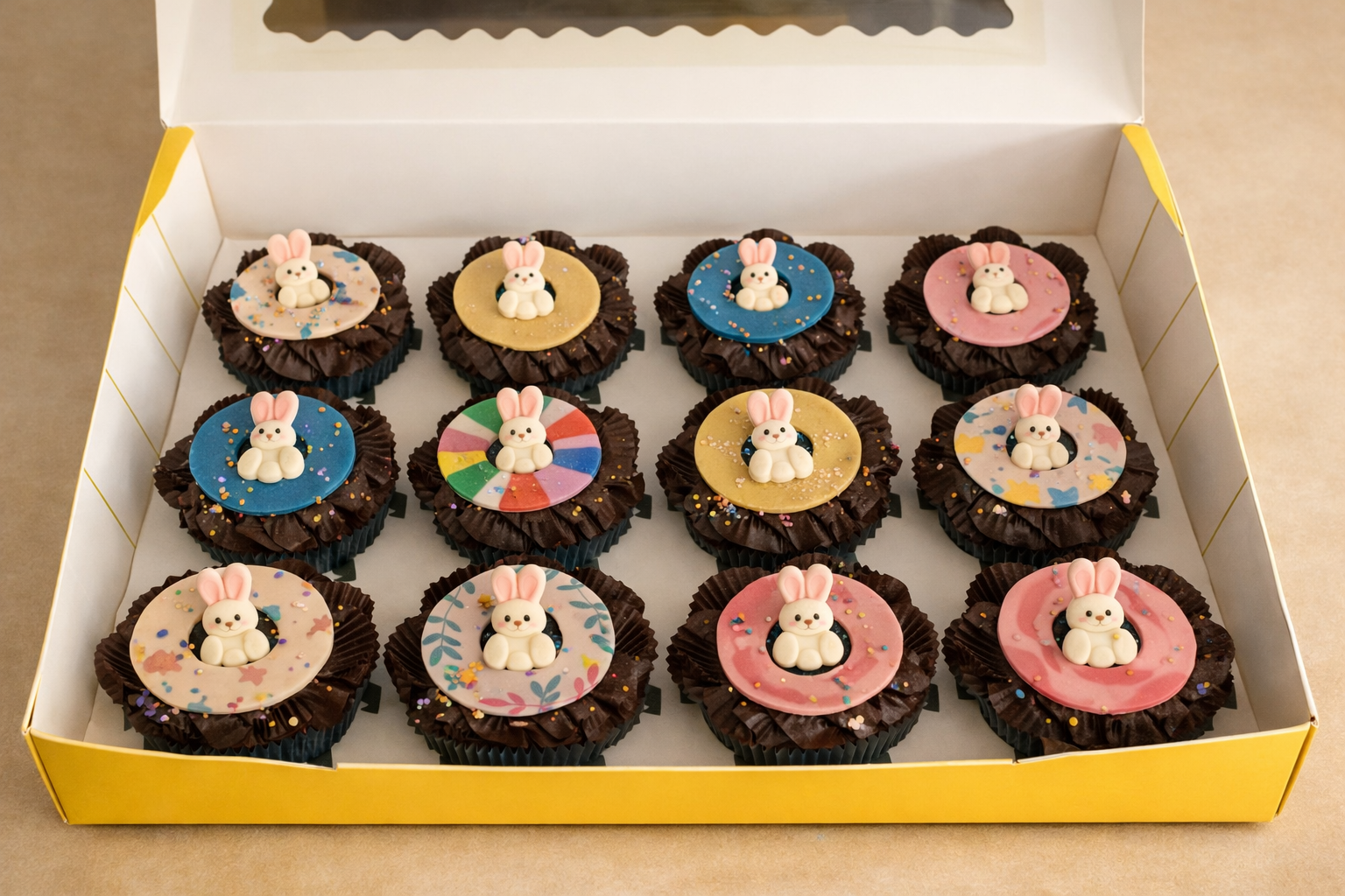 Vanilla cupcakes with rich chocolate frosting