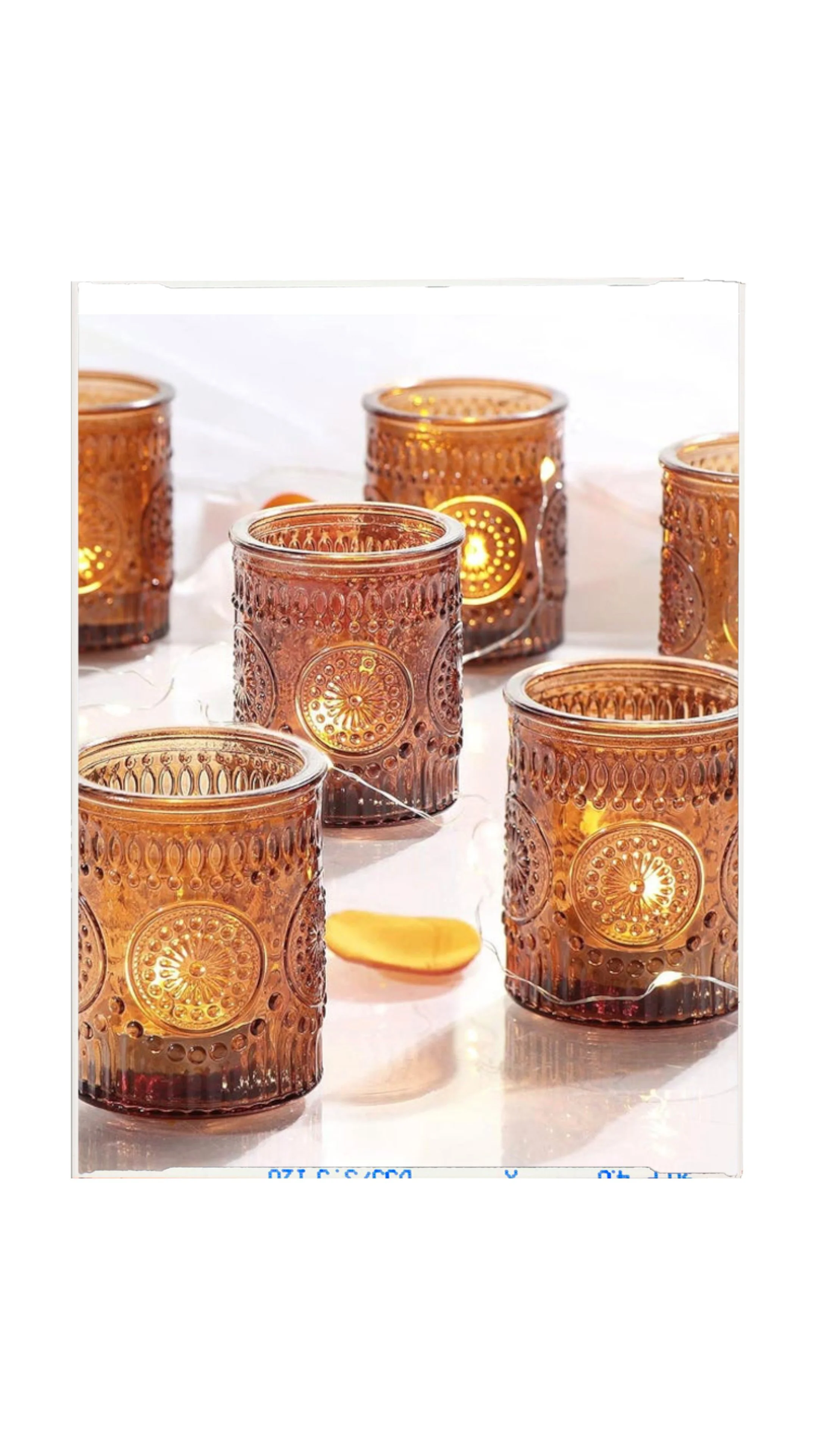 Amber Beaded Votive Set