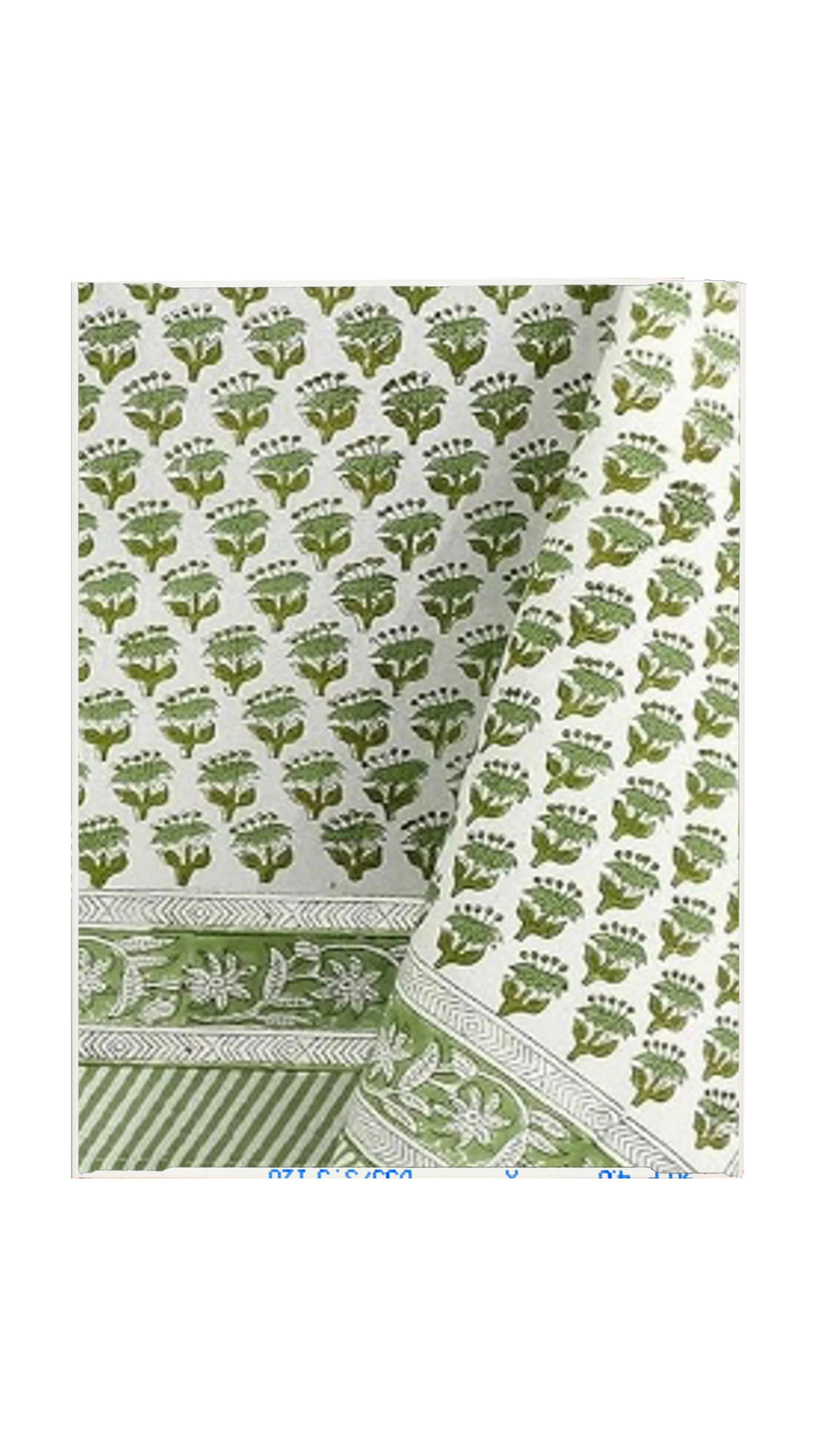 Green Block Print Tablecloth