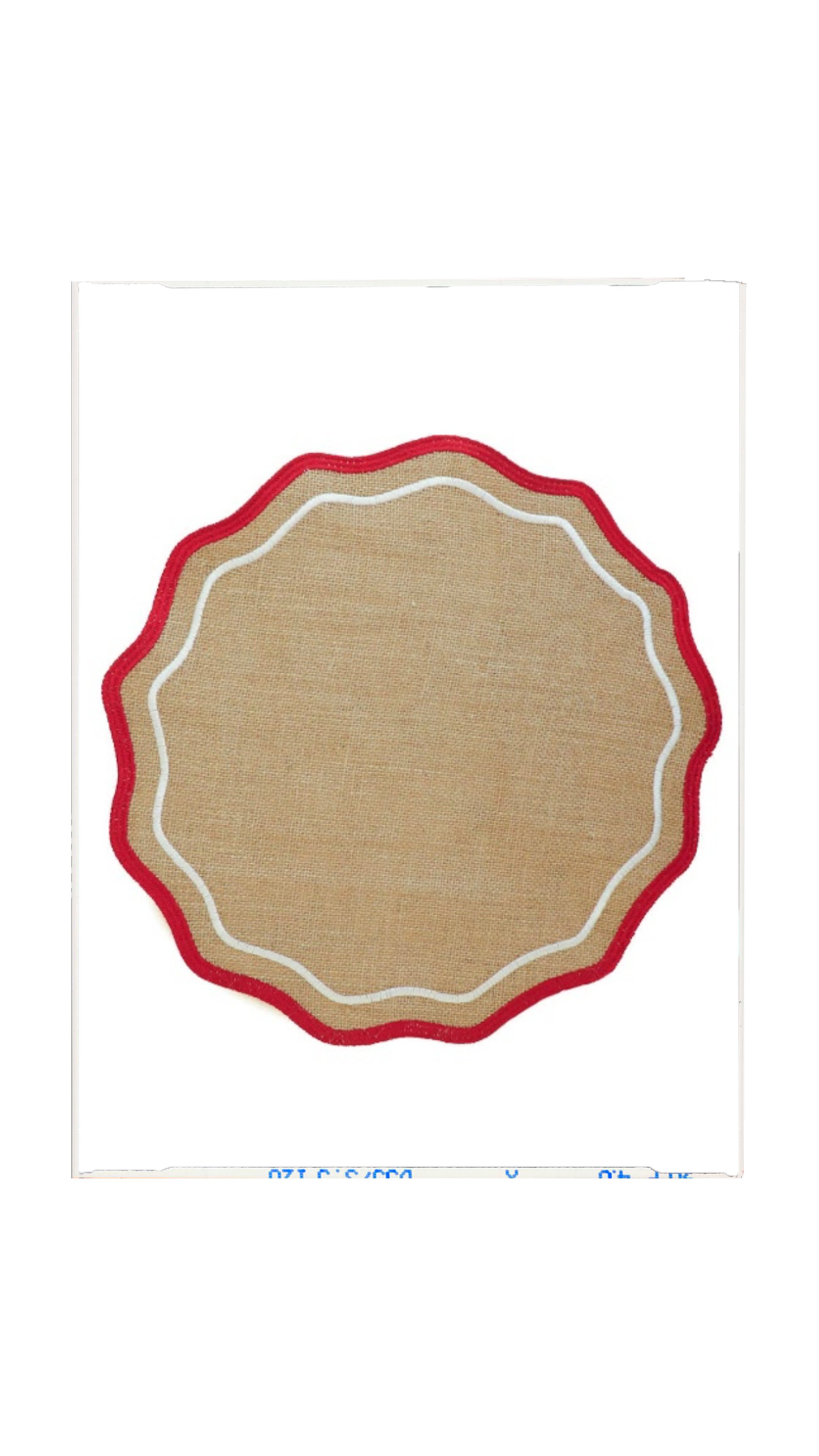 Red & White Stripe Burlap Placemats