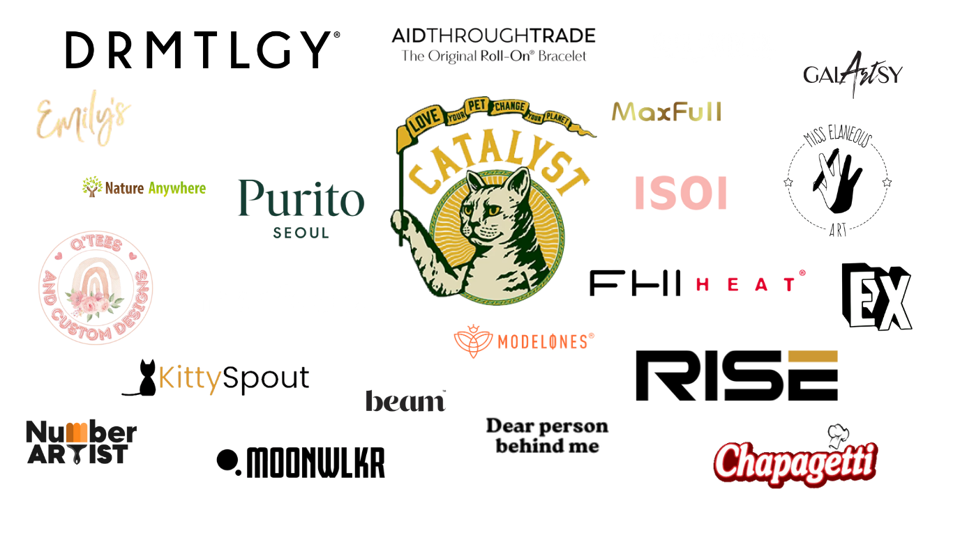 Illustrated logo for Purito Seoul with a cat mascot at the center, surrounded by text and graphics including the words 'love your pet change your planet' and the brand name 'Chapagetti' in the bottom right corner.