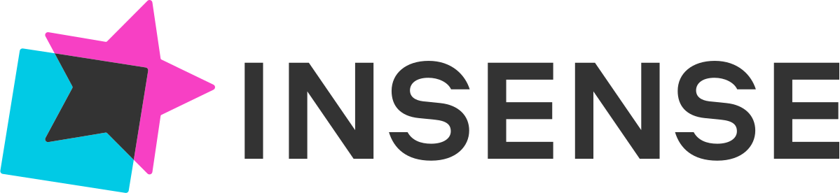 Colorful logo with overlapping shapes and the word 'INSENSE' in bold black letters.