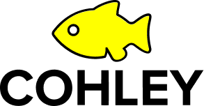 Yellow fish icon on black background