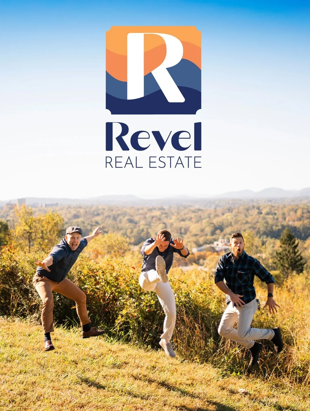 Realtors Justin, Dylan, and Chris on an Asheville mountain top, ready to help you jump into the WNC real estate market