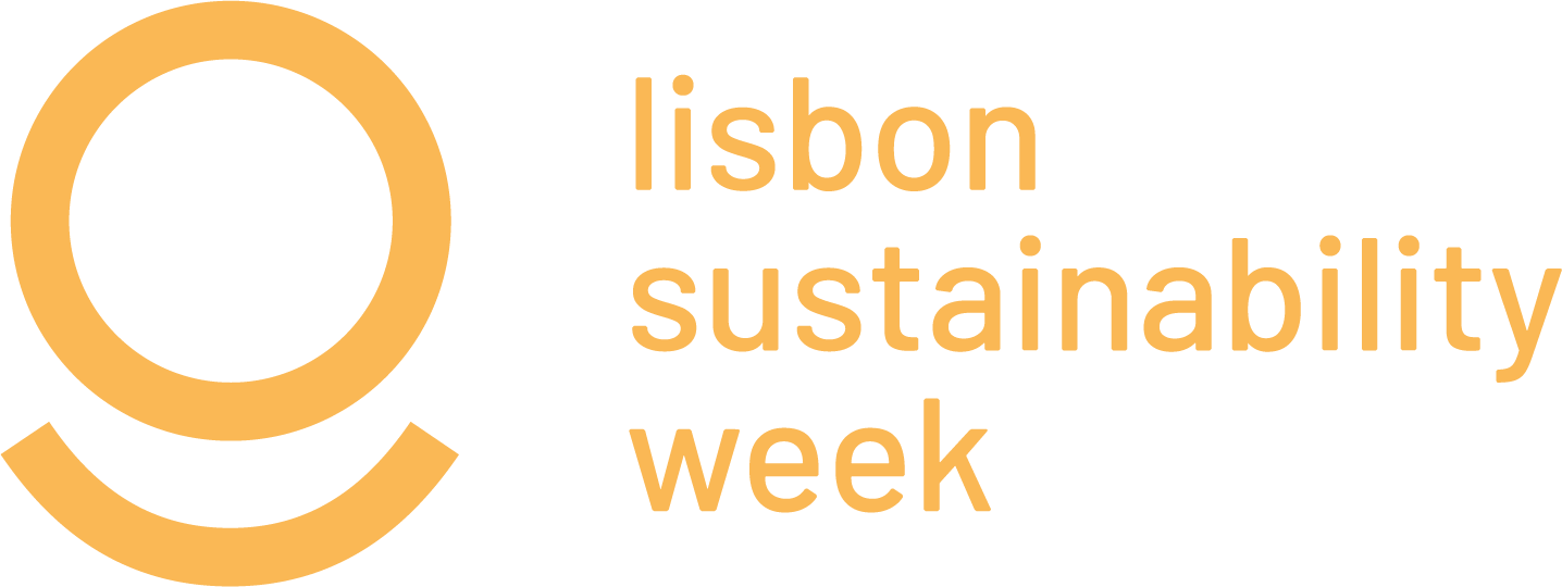 Lisbon Sustainability Week logo with stylized circular design and text.