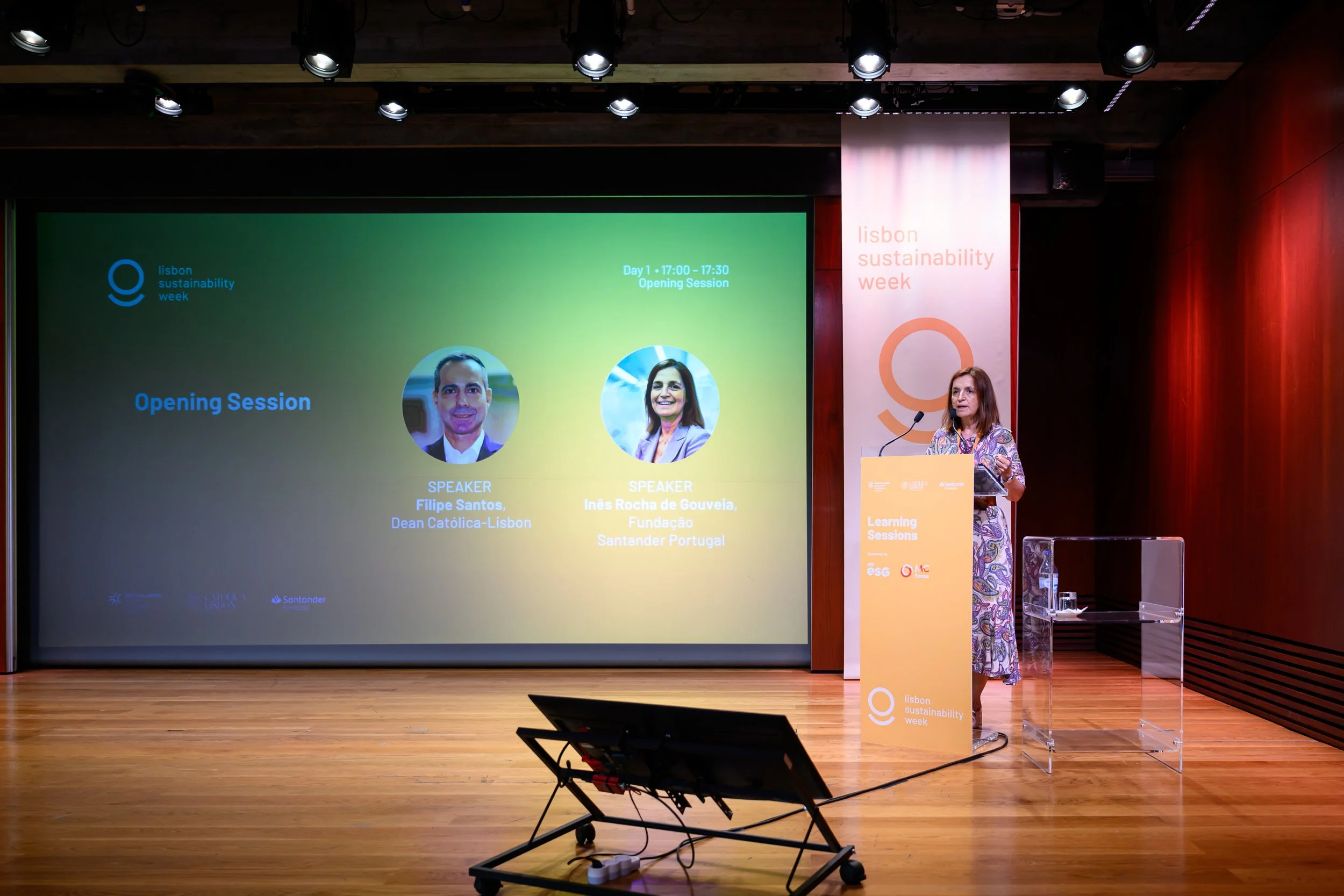 Inês Rocha de Gouveia Fundação Santander Portugal Opening Session at Lisbon Sustainability Week by Center for Sustainable Finance at Católica-Lisbon