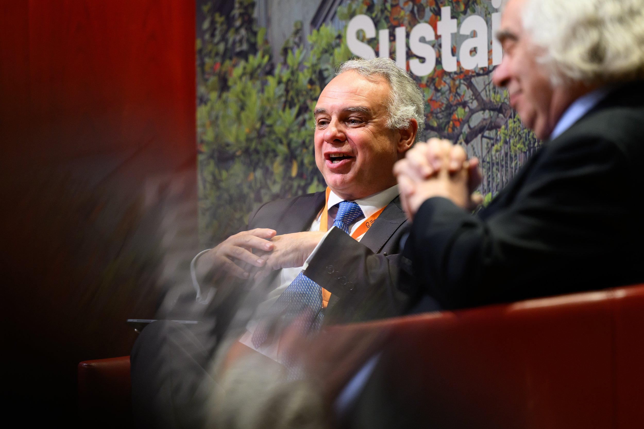 Ernest Moniz and Bernardo Ivo Cruz talk at Lisbon Sustainability Week by Center for Sustainable Finance at Católica-Lisbon