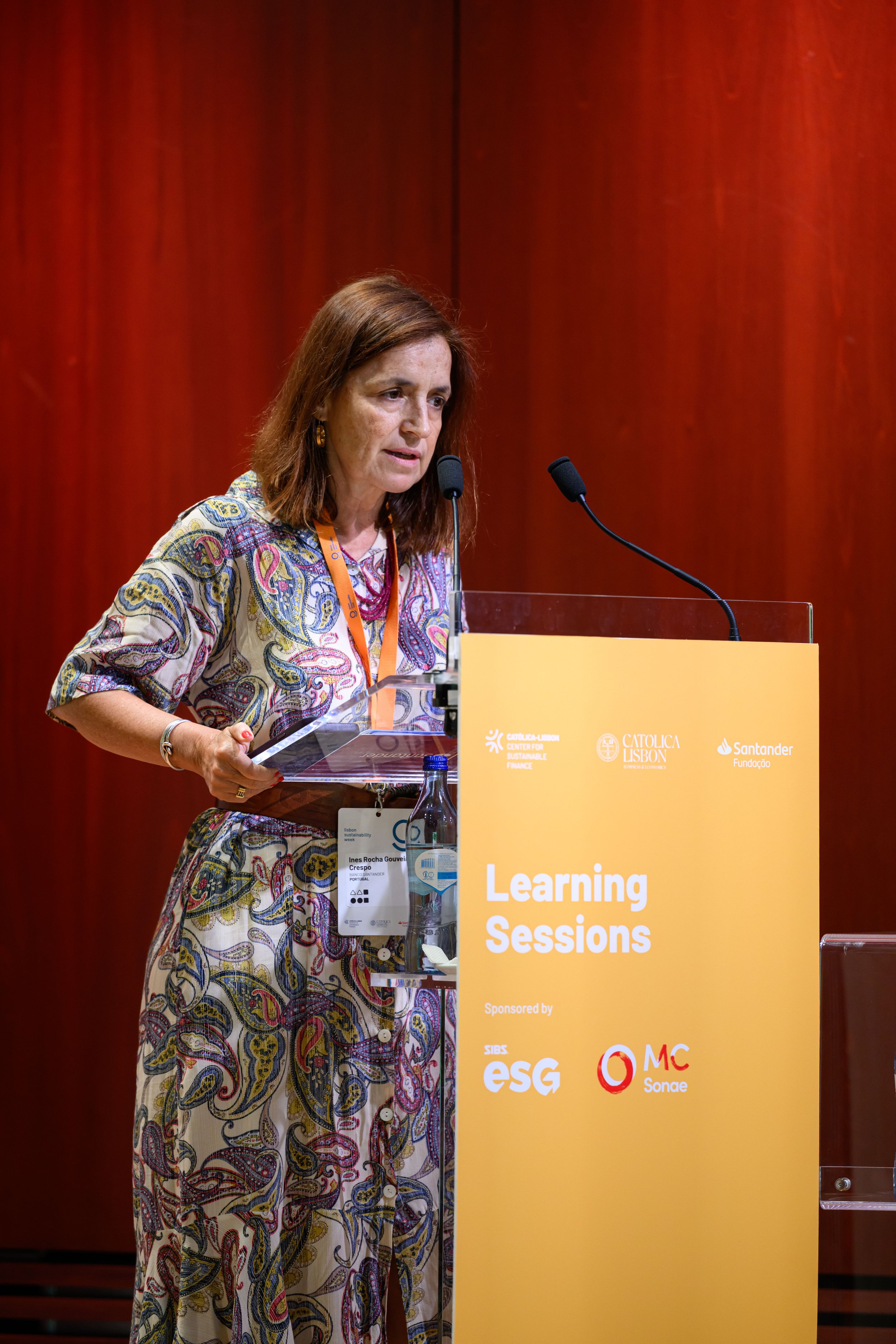 Inês Rocha de Gouveia Fundação Santander Portugal Opening Session at Lisbon Sustainability Week by Center for Sustainable Finance at Católica-Lisbon