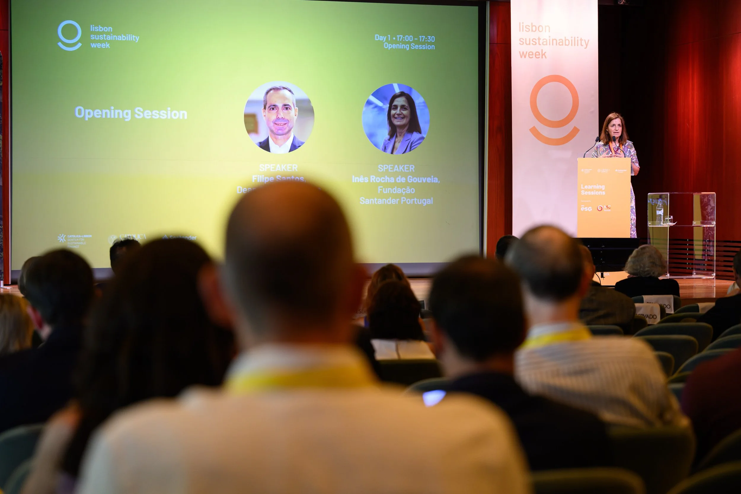 Inês Rocha de Gouveia Fundação Santander Portugal Opening Session at Lisbon Sustainability Week by Center for Sustainable Finance at Católica-Lisbon