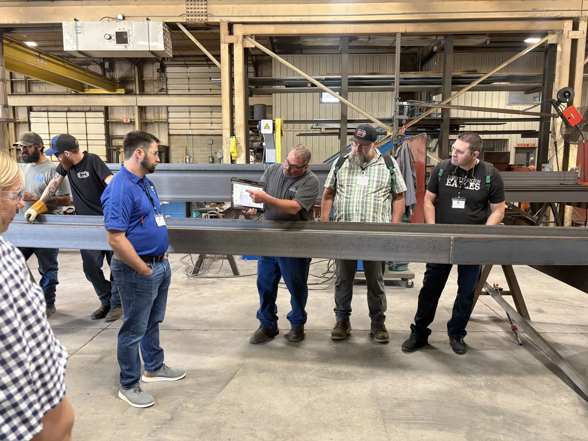 Educators touring Hancock Steel.