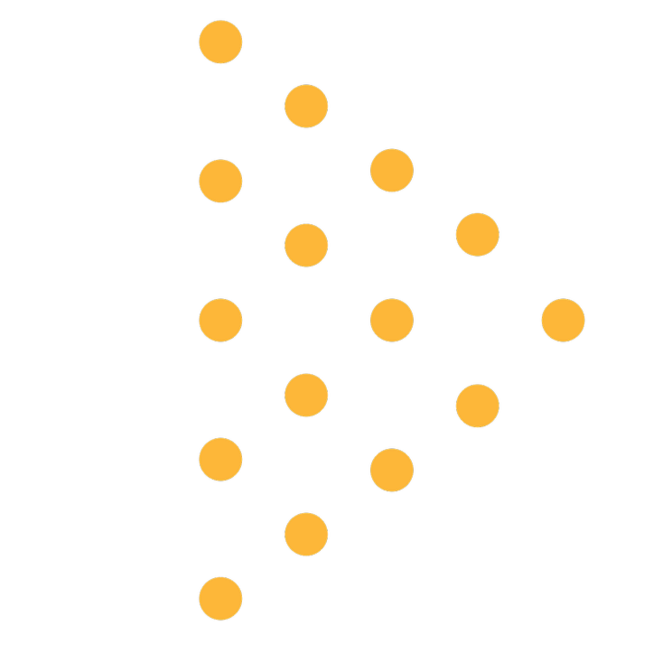 Orange dots arranged to form arrow pointing to the right.