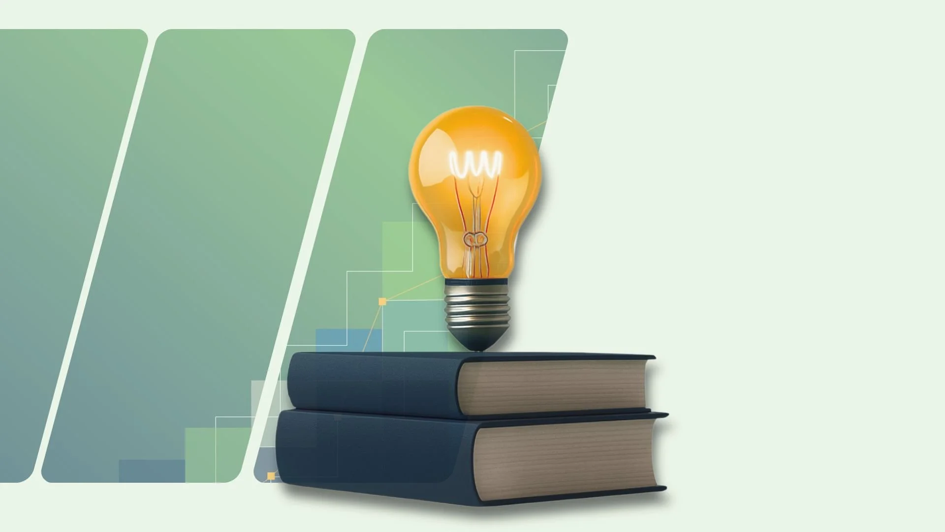 Lightbulb on top of books