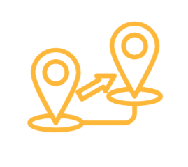 Two pin markers showing distance