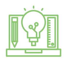 Lightbulb surrounded by pencil and ruler