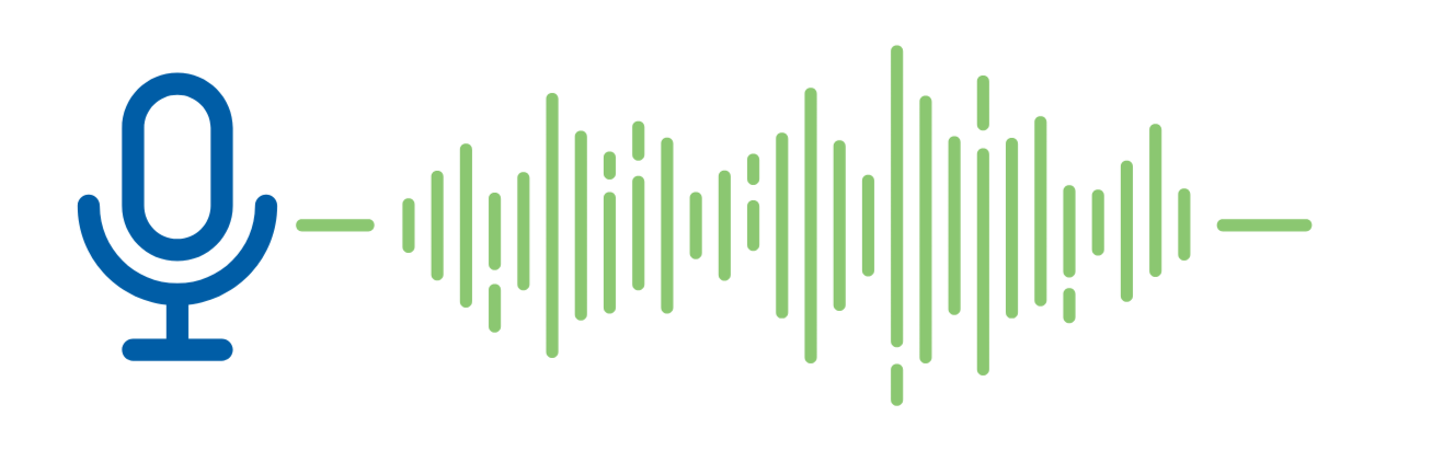 Audio waveform with microphone icon on the left.