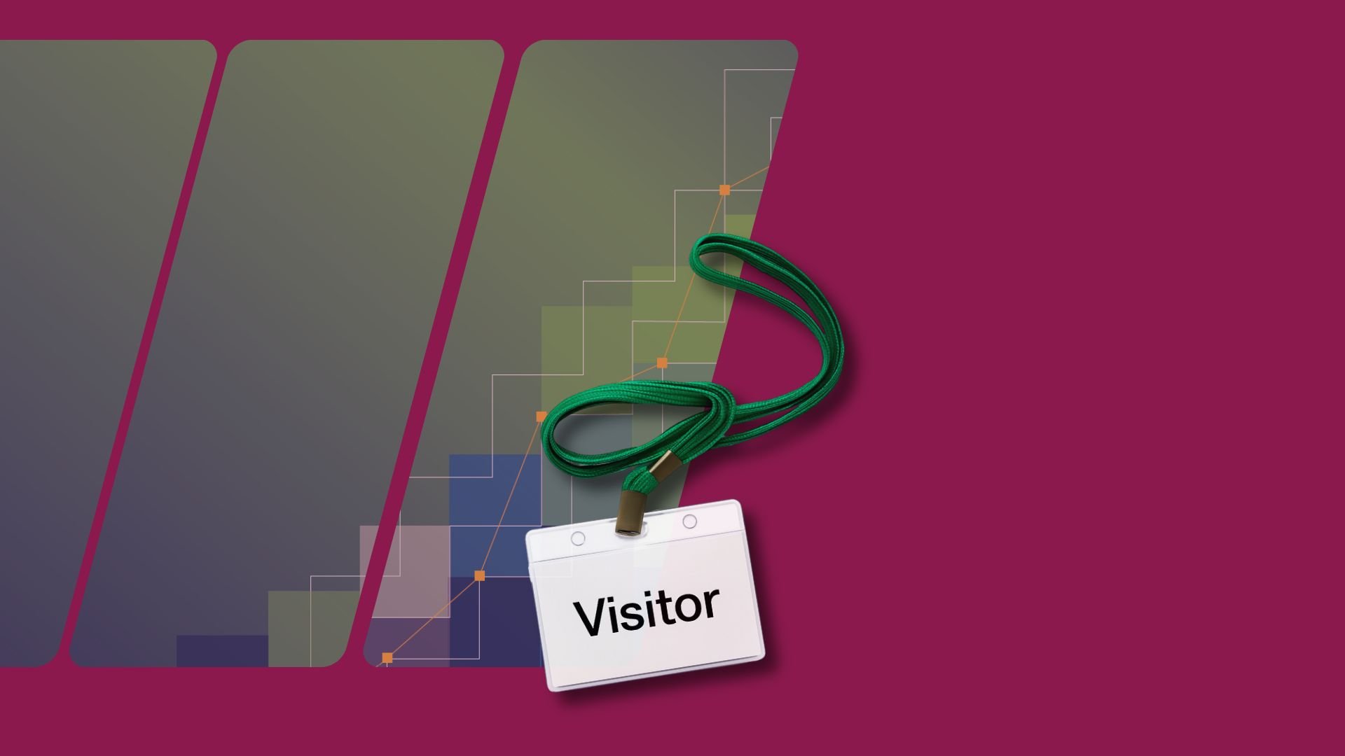 Visitor badge on lanyard.