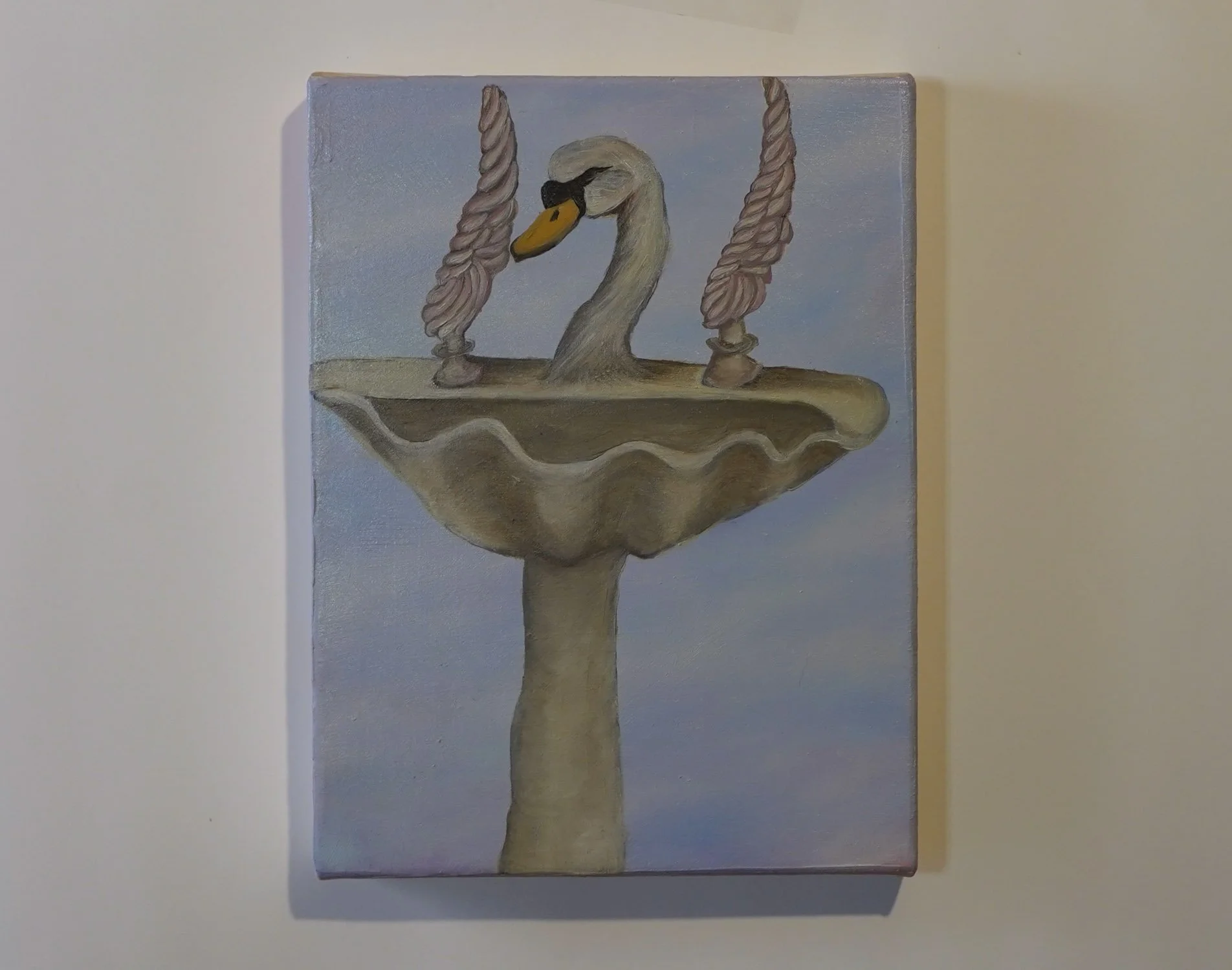 Installation view of “Self Portrait” by Sarah Rozell White, oil painting displayed on a gallery wall.