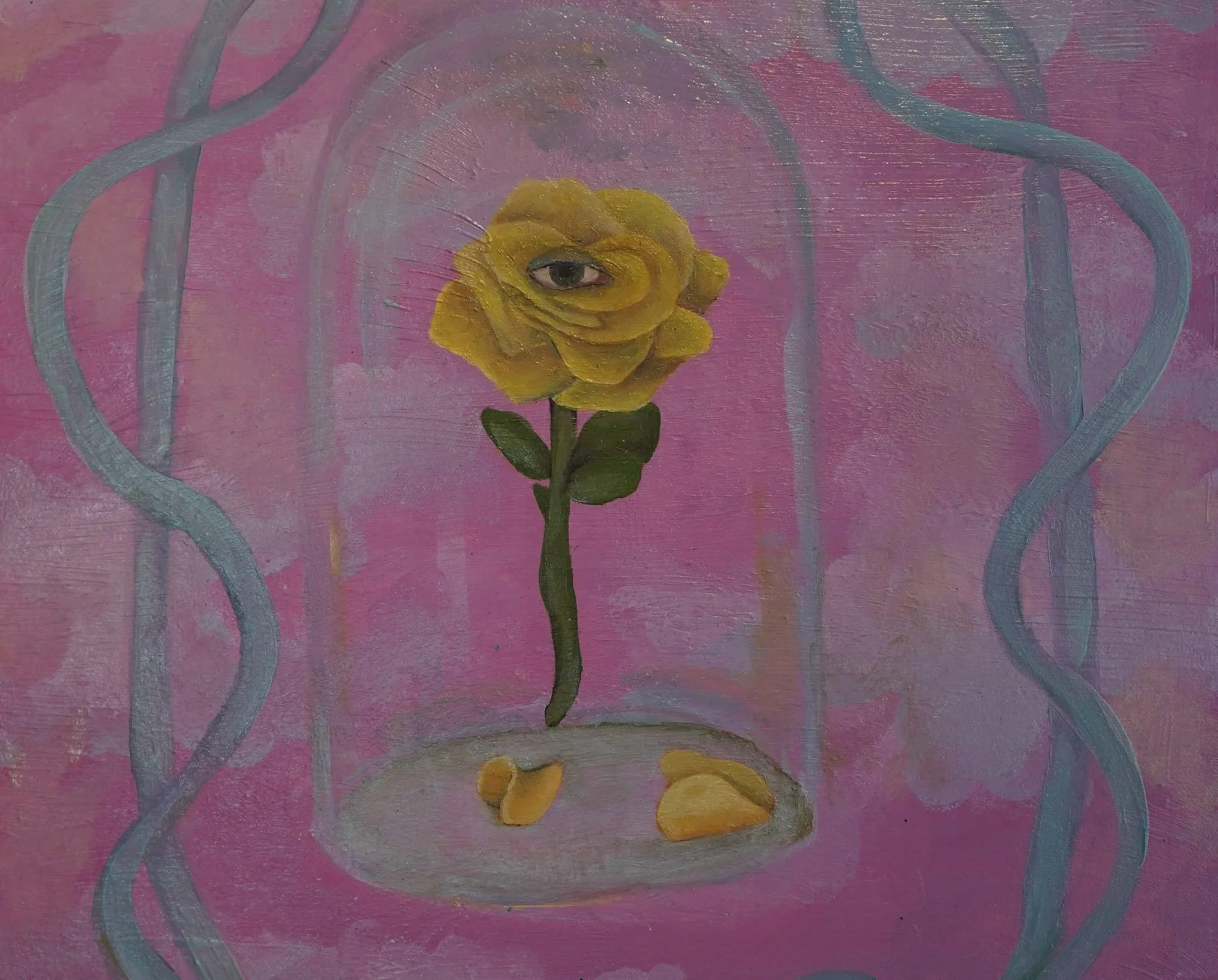 Installation view of “a Flower To Remember Me” in Kill Devil Hills, NC by Sarah Rozell White, oil painting displayed on a gallery wall.