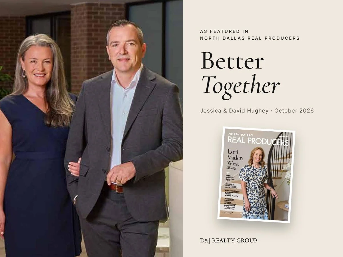 Jessica and David Hughey of D&J Realty Group, McKinney Realtors, featured in North Dallas Real Producers October 2026