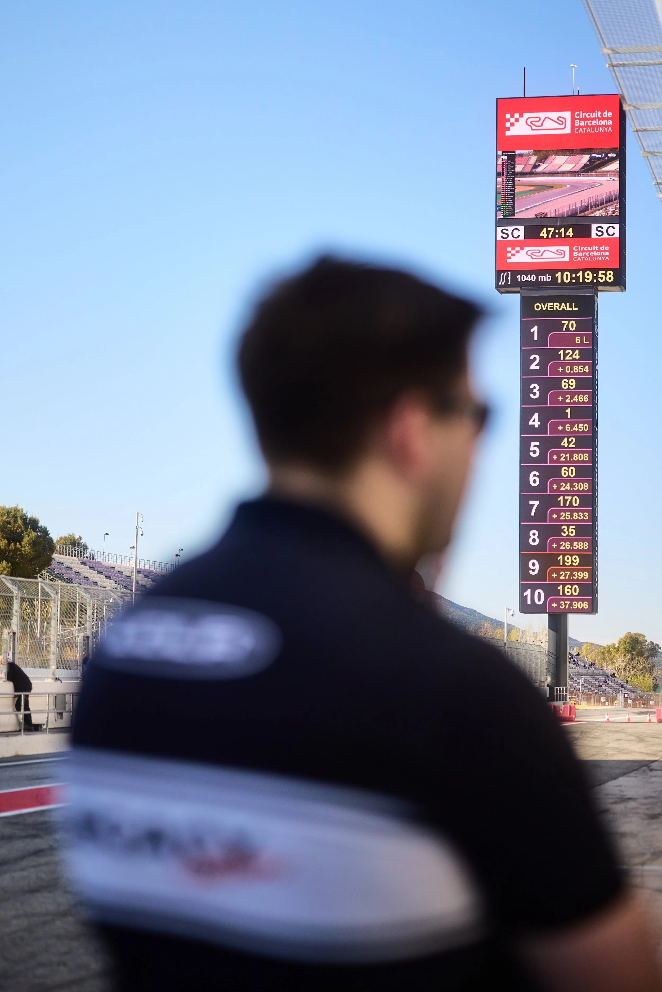 Safety car. Car #70 leads overall. The moment before the pit stop.