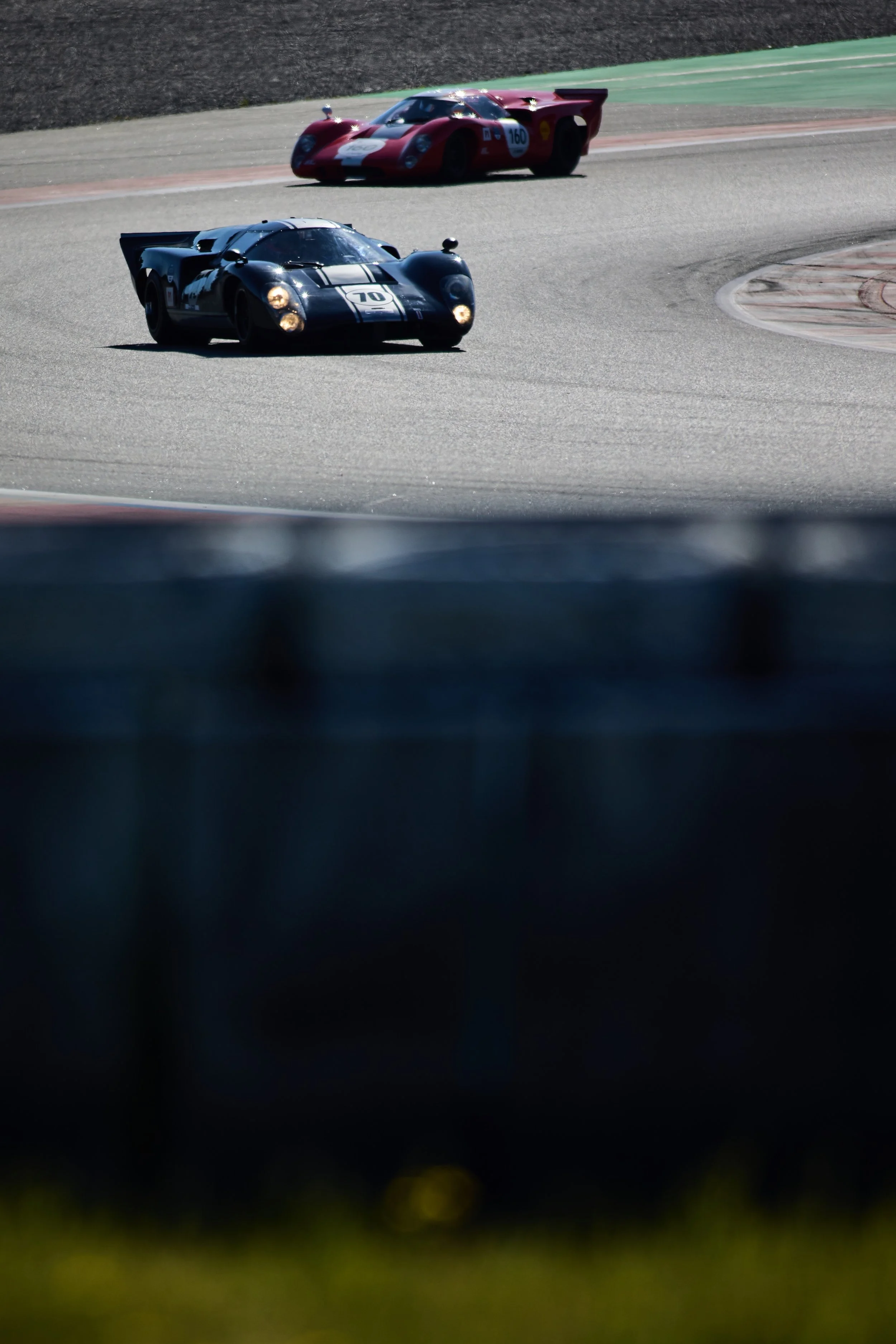 Alone on circuit. The Catalan mountains behind.
