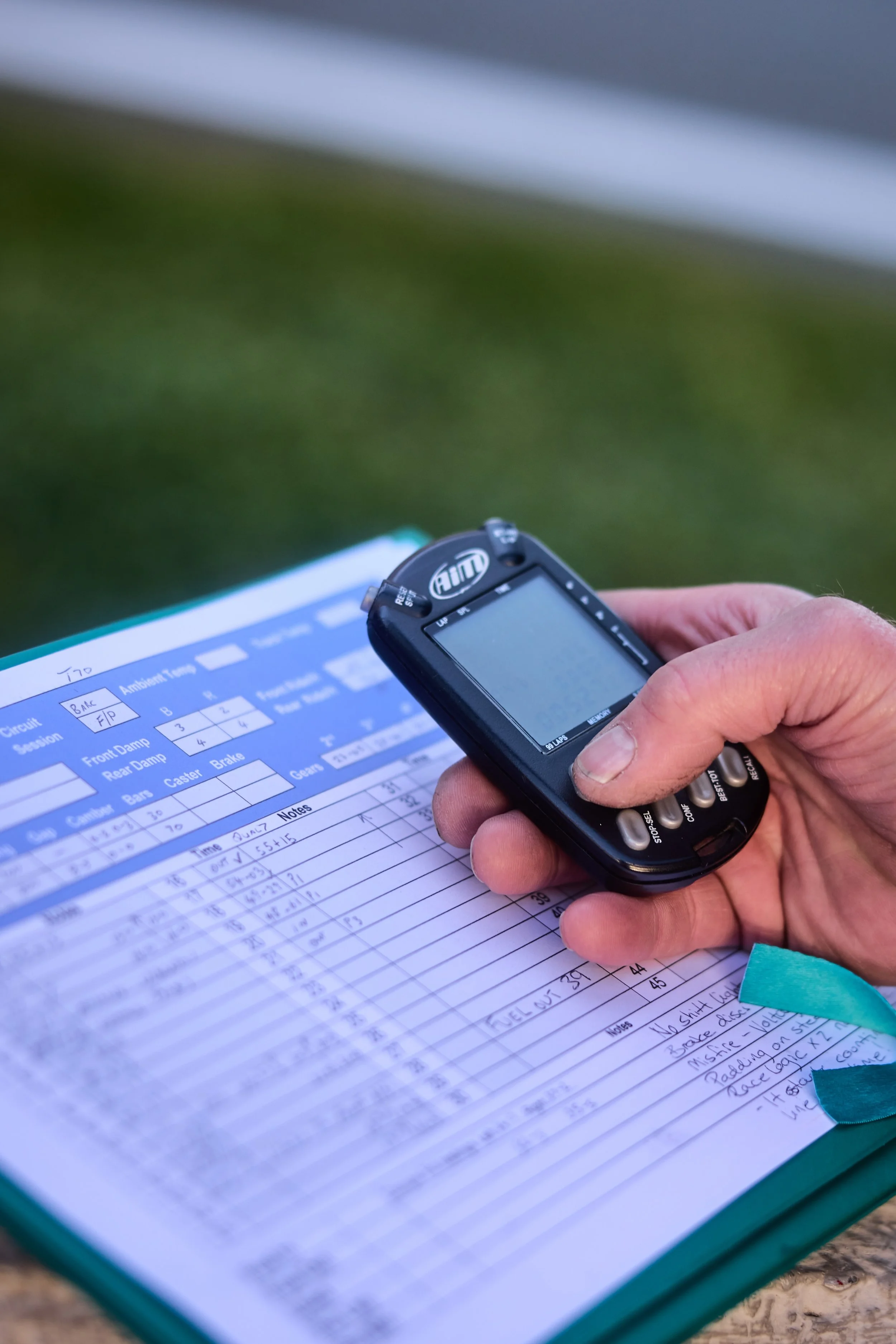Session notes and data. The engineering operation behind the car.