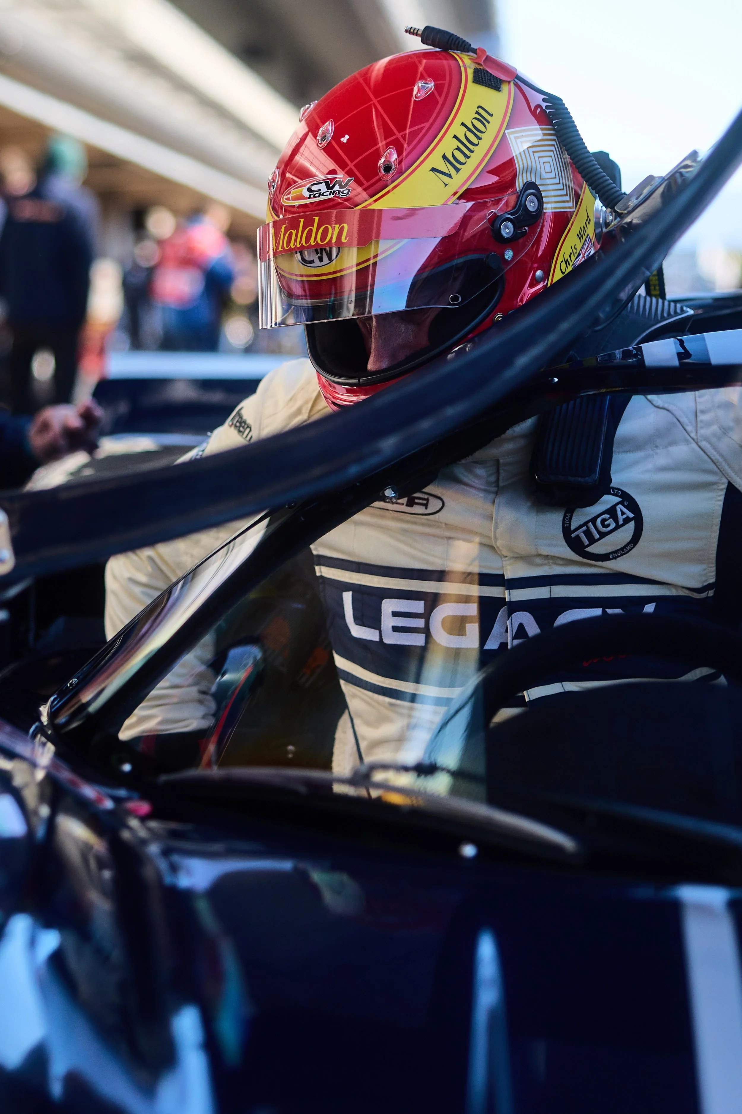 Chris Ward in the cockpit. Ready for the off.
