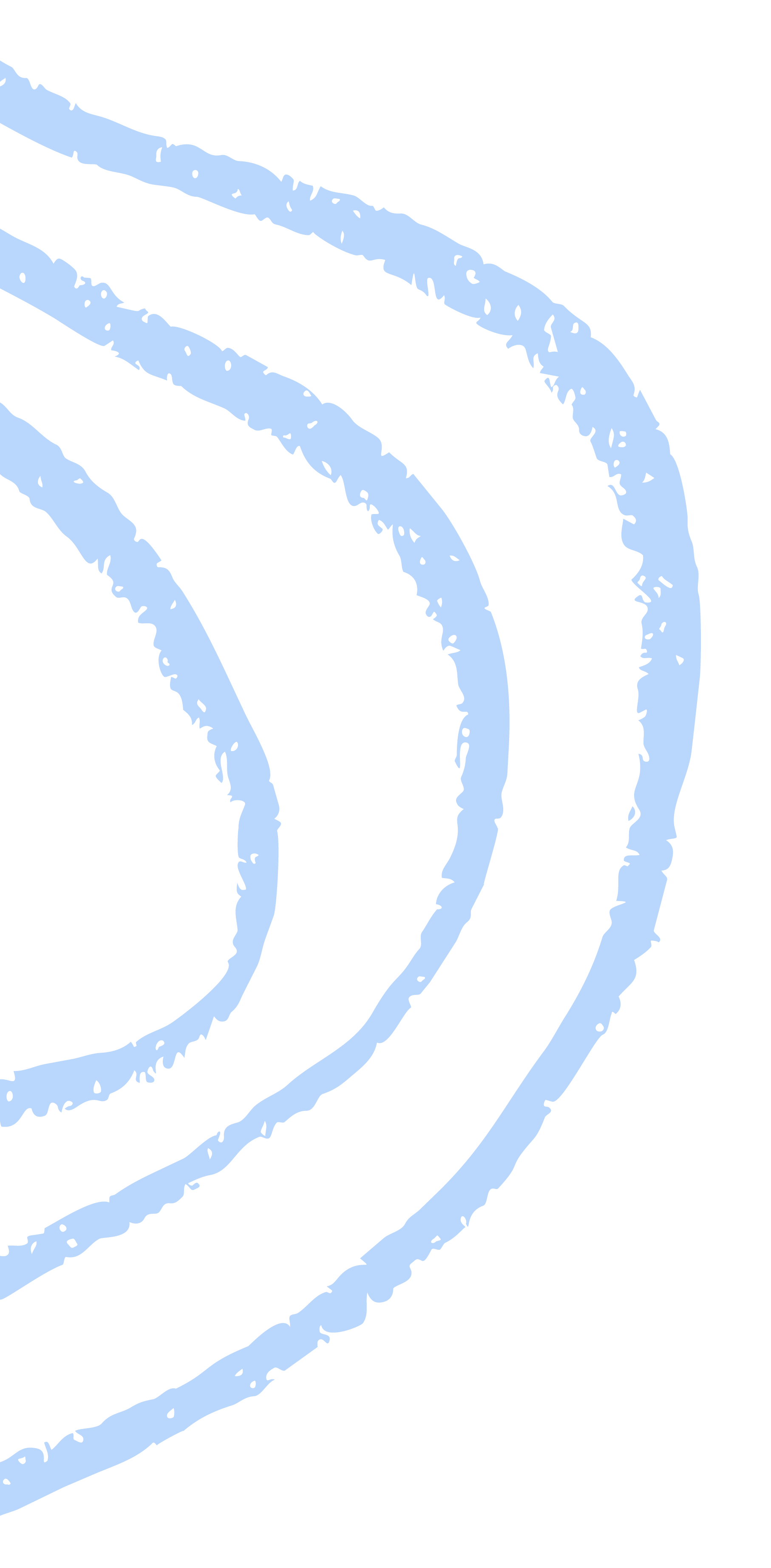 Close-up of the blue, circular waves on a blank background