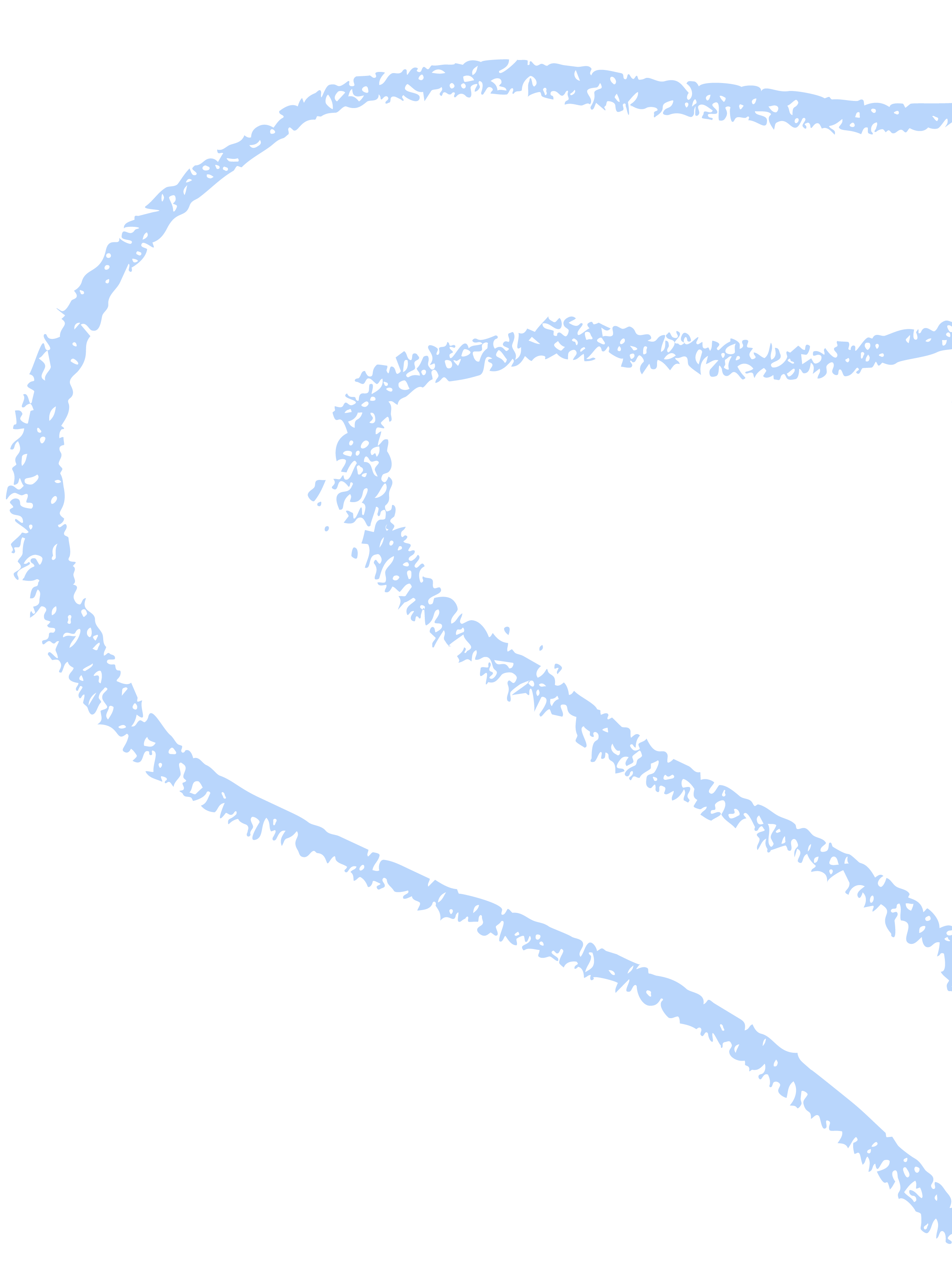 Close-up of the blue, circular waves on a blank background