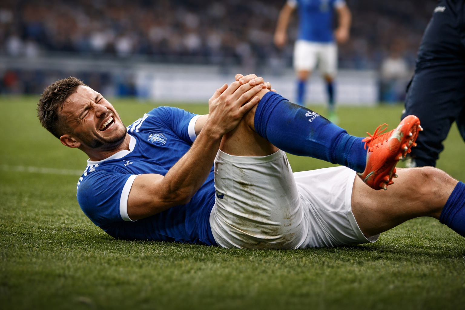 calciatore infortunato che si è rotto il crociato