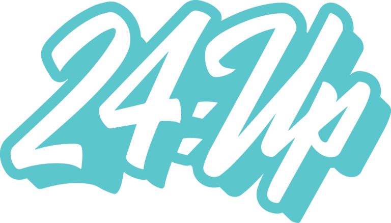 24-hour digital clock display in white with a blue outline.