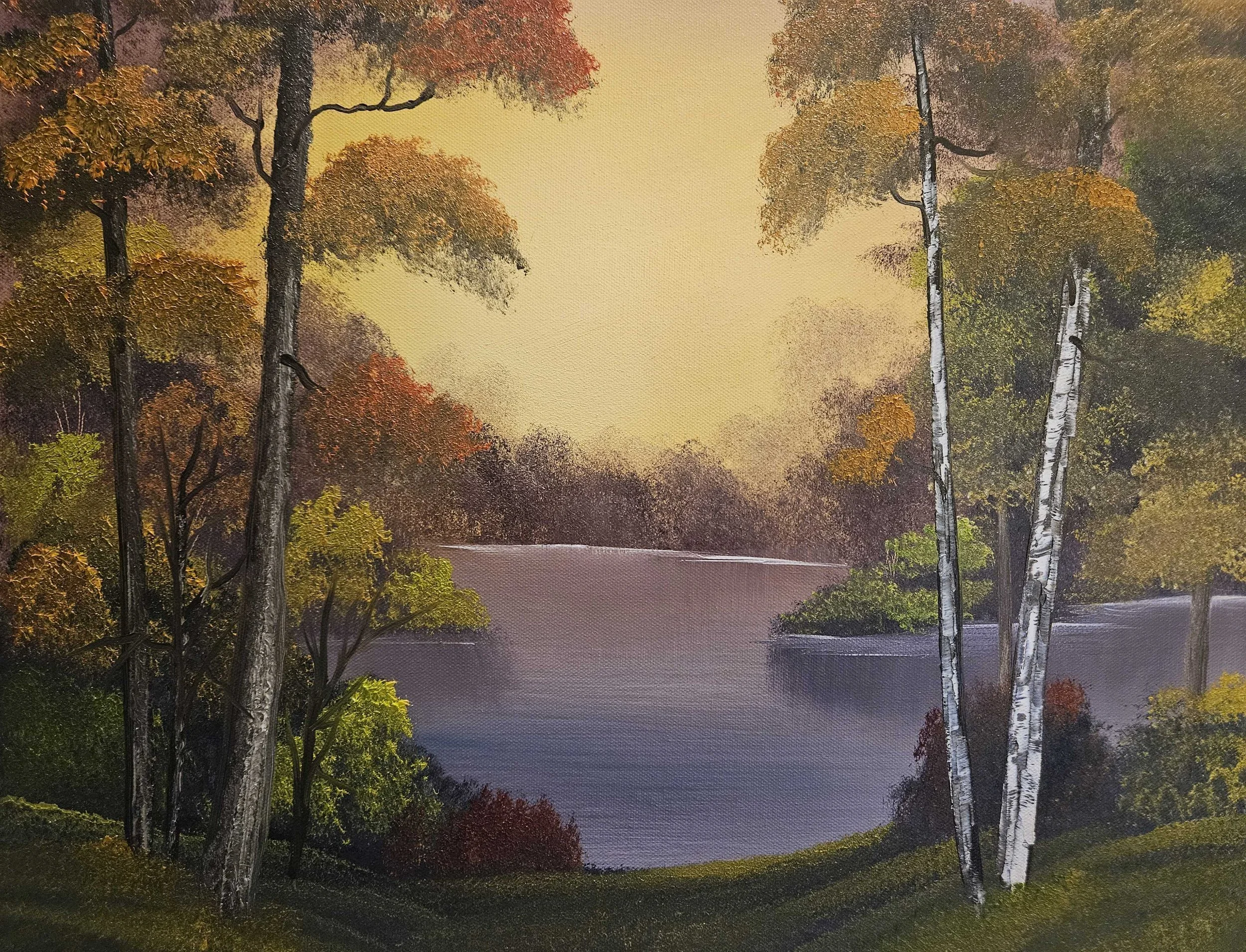 16x20 Oil on Canvas "Autumn Pond at Dawn"