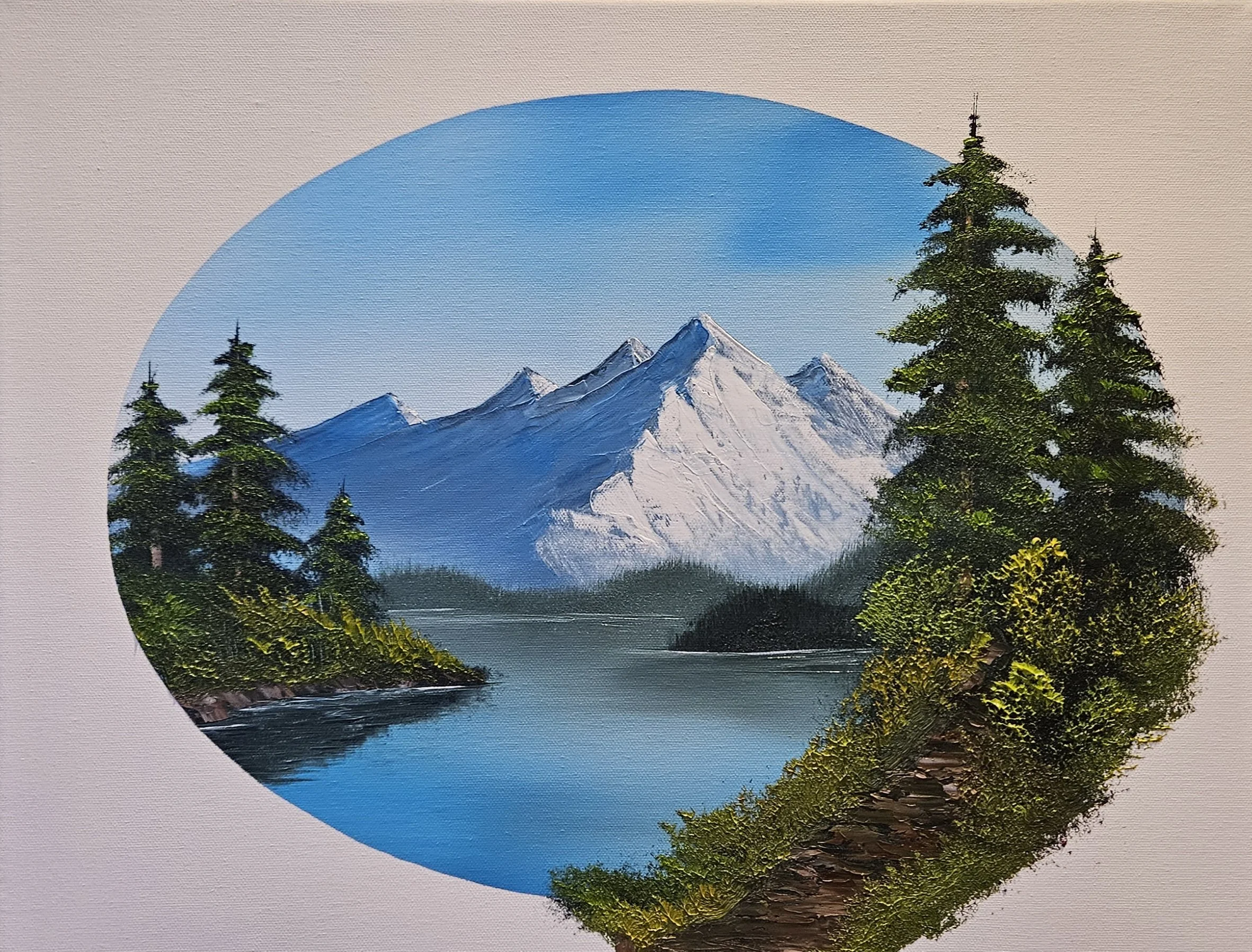 16x20 Oil on Canvas "Springtime Mountain Oval"