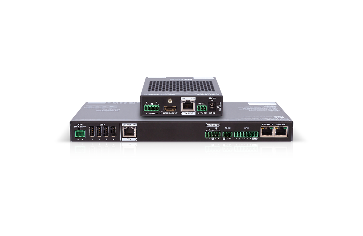 Ein elektronisches Geräte mit mehreren Anschlüssen, Anschlüsse und Lüftungsgitter auf der Oberseite, vermutlich ein Netzwerk- oder Servergerät.