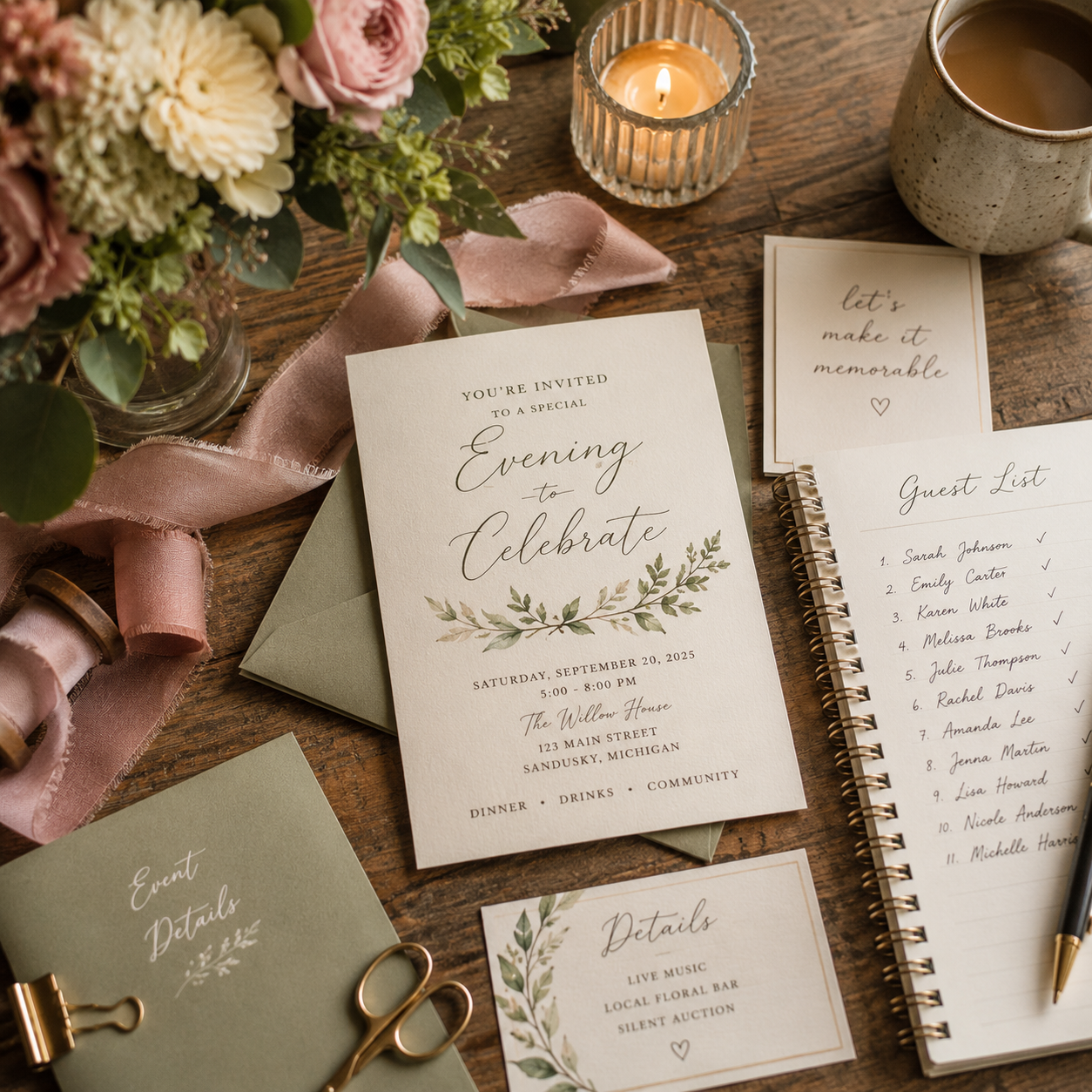 All details of exclusive traffic generating events managed, from hand addressed invitations