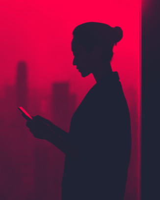 Geometric drawing of an outline square with sections divided by vertical, horizontal, and half circle lines.