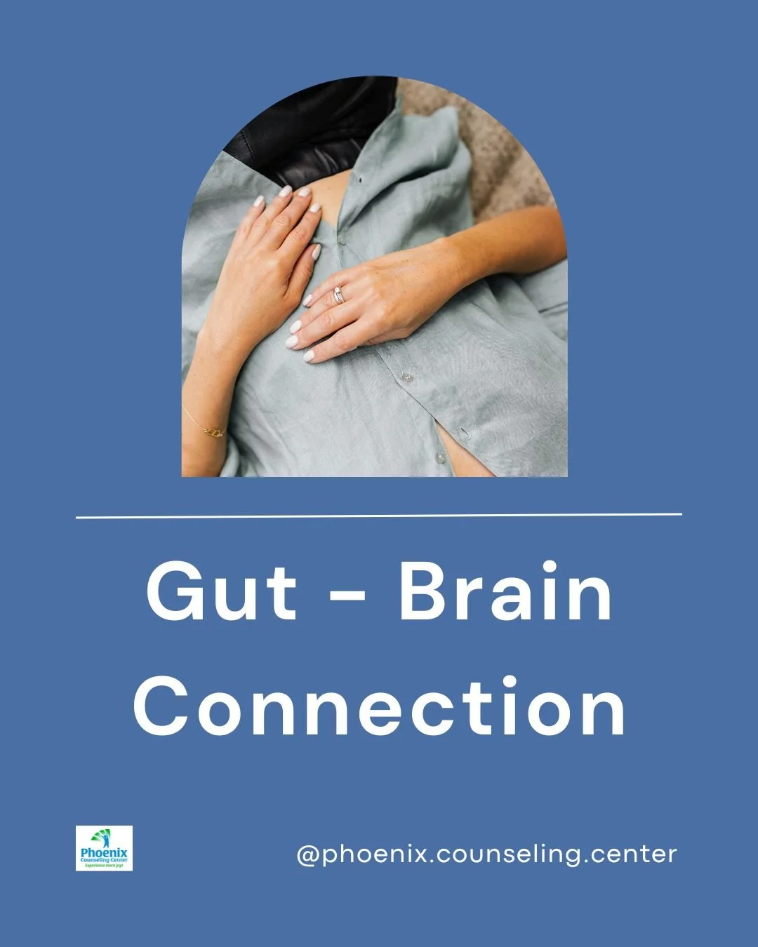 Your mental health isn&rsquo;t just happening in your mind.
Your gut and brain are in constant communication.
Holistic care looks at the whole person: mind and body working together.

#phoenixcounselingcenter #mentalhealth #holistichealth #gutbrainco