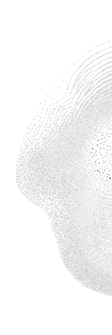 A white fingerprint design on a black background.