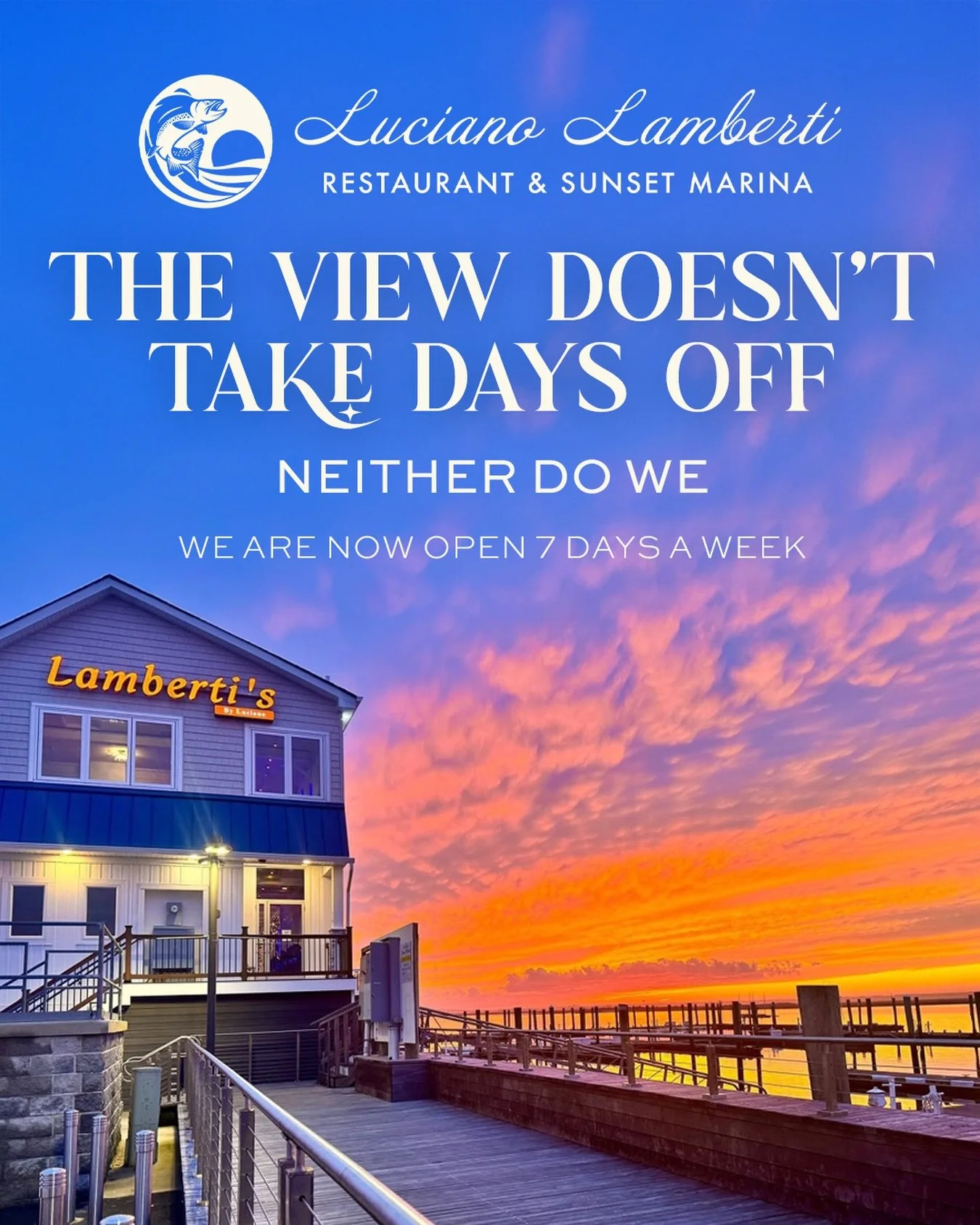 We are now open
👏EVERY👏SINGLE👏DAY👏

Sunday - Thursday | 11am - 10pm 
Friday + Saturday | 11am - 11pm 

🍸Happy Hour &bull; Mon - Fri 12pm -7pm &bull; Sunday, All Day!
📍9707 Amherst Ave, Margate

#waterfrontrestaurant #margate #nj