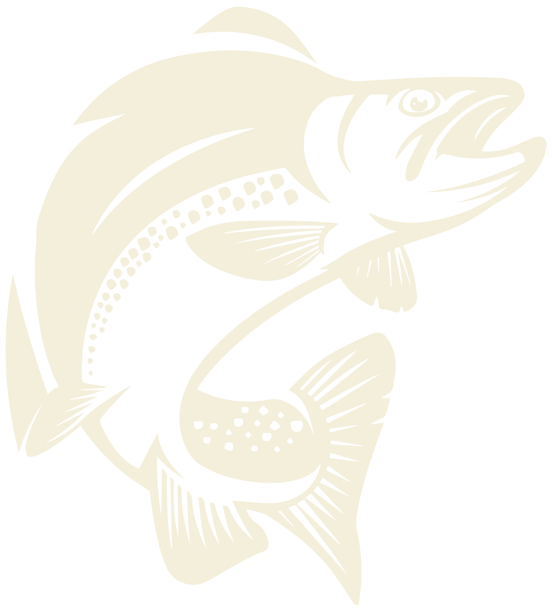Black and white illustration of a fish.
