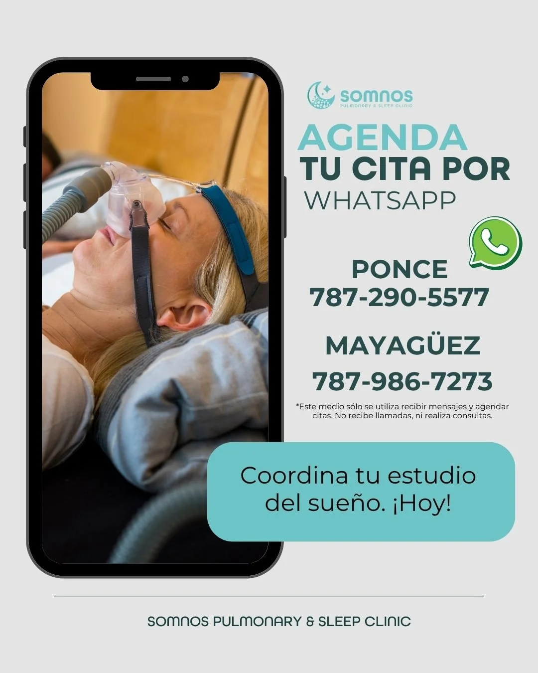 &iexcl;Vis&iacute;tanos en Somnos! 🌙

Estamos para ayudarte en Ponce y Mayag&uuml;ez, con un equipo comprometido con tu salud respiratoria y tu descanso.

Te esperamos en la localidad m&aacute;s cercana para brindarte atenci&oacute;n especializada y