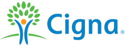 Cigna logo with a stylized tree and the word 'Cigna' beside it.  Mental health, wellness, and psychiatry services offered to insurance members.